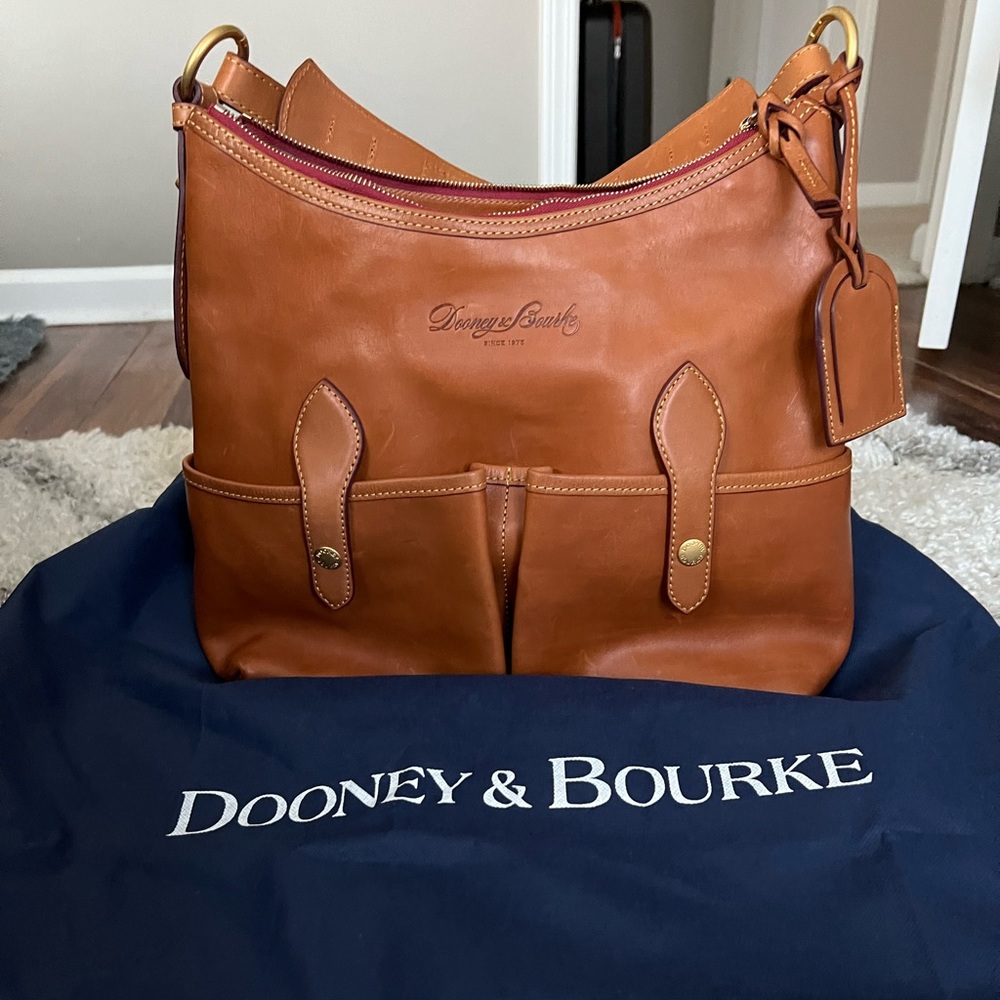 Dooney and Bourke Lucy medium hobo in Natural Florentine leather.